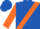 Silk - Royal blue, orange sash, white bars on orange sleeves, royal blue cap