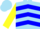 Silk - Sky blue, yellow and blue emblem, blue chevrons on yellow sleeves