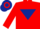 Silk - Red, dark blue inverted triangle, hooped cap