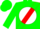 Silk - Green, red 'b' on white ball, red sash, green cap