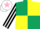 Silk - Dark green and yellow (quartered), black and white striped sleeves, white cap, pink star
