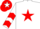 Silk - White, red star, red chevrons on sleeves, red cap, white star and 'mdc'