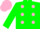 Silk - Forest green, pink dots, green sleeves, pink cap