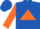 Silk - Royal blue, orange triangle, orange sleeves, two blue hoops