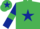 Silk - Emerald Green, Dark Blue star, Dark Blue sleeves, Emerald Green armlets, Emerald Green cap, Dark Blue star