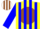 Silk - Yellow, white 'pw' on brown ball, blue stripes on sleeves