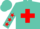 Silk - Turquoise, red cross, red stars on sleeves
