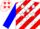 Silk - Red and white diagonal stripes, white stars on blue sleeves