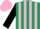 Silk - Dark Green and Pink stripes, Black sleeves, Pink cap