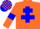 Silk - Orange body, blue cross of lorraine, orange arms, blue armlets, orange cap, blue check