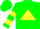 Silk - Green, yellow triangle, yellow bars on sleeves