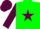 Silk - Green body, maroon star, maroon arms, maroon cap