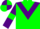 Silk - Green body, purple chevron, purple arms, green armlets, green cap, purple quartered