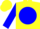 Silk - Yellow, yellow 'sv' on blue ball, yellow bars on blue sleeves, yellow cap