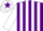 Silk - Purple and White stripes, White sleeves, White cap, Purple star