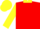 Silk - Red, yellow collar, red bars on yellow sleeves, yellow cap