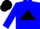 Silk - Blue, black bth on teal triangle, blue sleeves, black cap