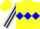Silk - Yellow, blue diamond hoop, blue diamond stripe on sleeves, yellow cap