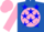 Silk - Royal blue, pink ball, blue stars on pink sleeves, pink cap