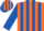 Silk - orange, royal blue stripes on sleeves