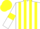 Silk - white, yellow stripes, yellow armlets and cap