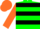 Silk - Green body, black hooped, orange arms, orange cap