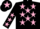 Silk - Black body, pink stars, black arms, pink stars, black cap, pink star