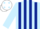 Silk - Light blue & dark blue stripes, lt blue slvs, white cap, lt blue spots