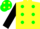 Silk - Yellow body, soft green spots, black arms, soft green cap, yellow spots
