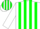 Silk - White, green cloverleaf, green stripes on white sleeves