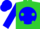 Silk - Lime green, lime green ds on blue ball & dots, lime green dots on blue sleeves, blue cap