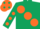 Silk - Dark green body, orange large spots, dark green arms, orange spots, orange cap, dark green spots