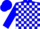 Silk - Blue, white blocks, blue 'g' & horsehead on white block, blue cap