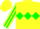 Silk - Yellow, green diamond hoop, green stripe on sleeves, yellow cap