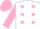 Silk - White, pink dots, pink sleeves, pink cap