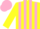 Silk - yellow, pink stripes, yellow sleeves, pink cap