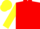 Silk - red, yellow v, yellow sleeves and cap