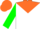 Silk - White, orange yoke, blue wheel, green sleeves, orange cap