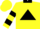 Silk - Neon yellow, black collar, black triangle, black  bars on sleeves, yellow cap
