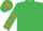 Silk - Emerald Green, Orange stars on sleeves, Emerald Green cap, Orange star