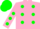 Silk - Pink body, green spots, pink arms, green spots, green cap