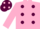 Silk - pink, maroon spots, maroon cap, pink spots