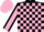 Silk - Black and pink check, pink sleeves, black seams, pink cap