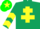 Silk - Dark green, yellow cross of lorraine, yellow chevrons on sleeves, green cap, yellow star