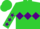 Silk - Lime Green, Purple diamond hoop, purple stars on sleeves, Lime Green Cap