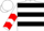 Silk - White, red 'drc', black hoops, red chevrons on sleeves