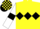 Silk - Yellow, Black triple diamond, White sleeves, Black armlets, Black and Yellow check cap