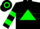 Silk - Black, kelly green triangle on kelly green belt