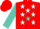 Silk - Red, white stars on turquoise cross sash, turquoise sleeves