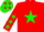 Silk - Red body, green star, red arms, green stars, green cap, red stars